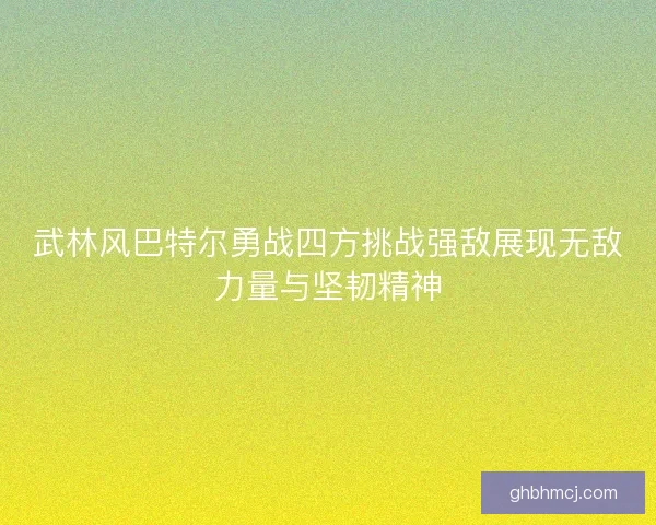 武林风巴特尔勇战四方挑战强敌展现无敌力量与坚韧精神