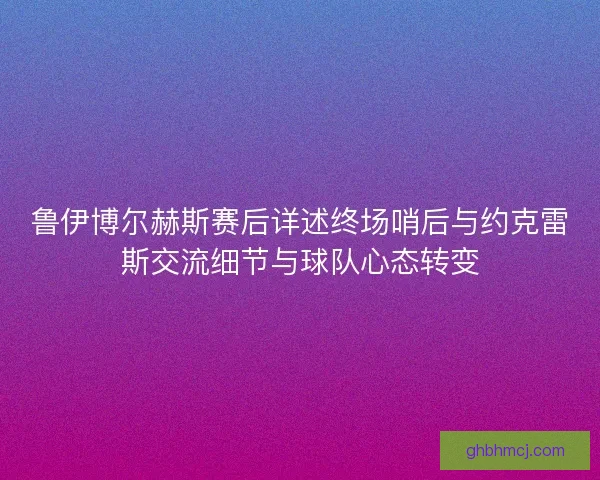 鲁伊博尔赫斯赛后详述终场哨后与约克雷斯交流细节与球队心态转变